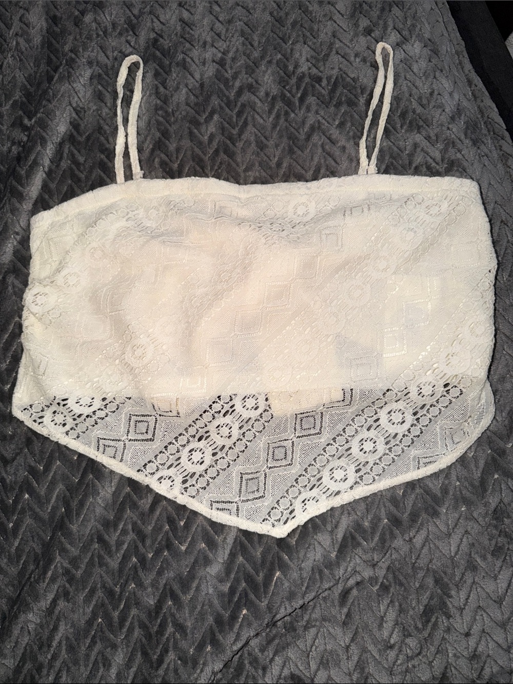 Lace Crochet Hem White Crop Top